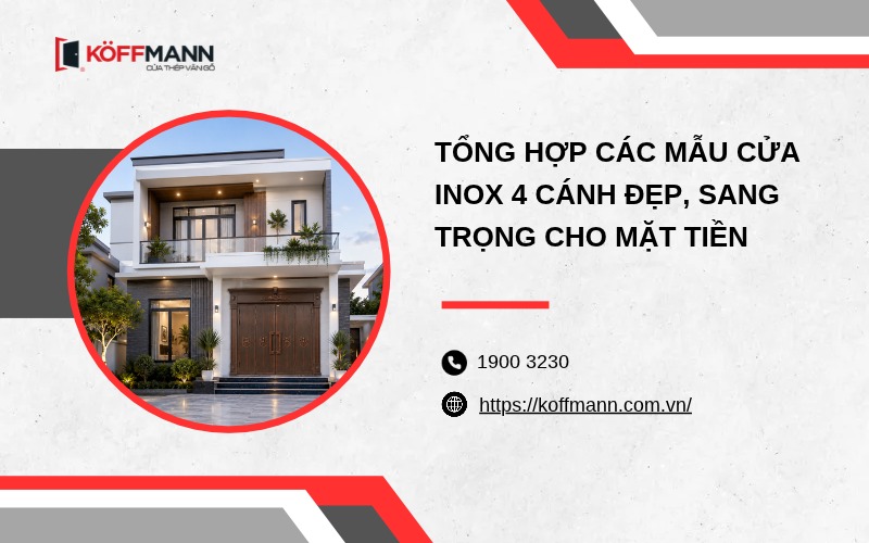 Tổng hợp các mẫu cửa inox 4 cánh đẹp, sang trọng cho mặt tiền