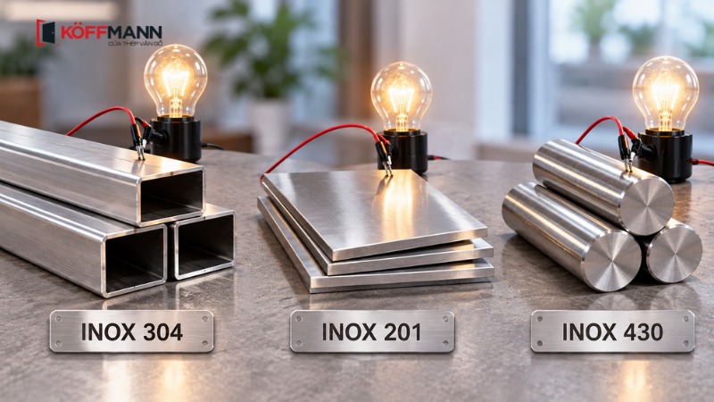 inox 304 201 va 430 co dan dien khong