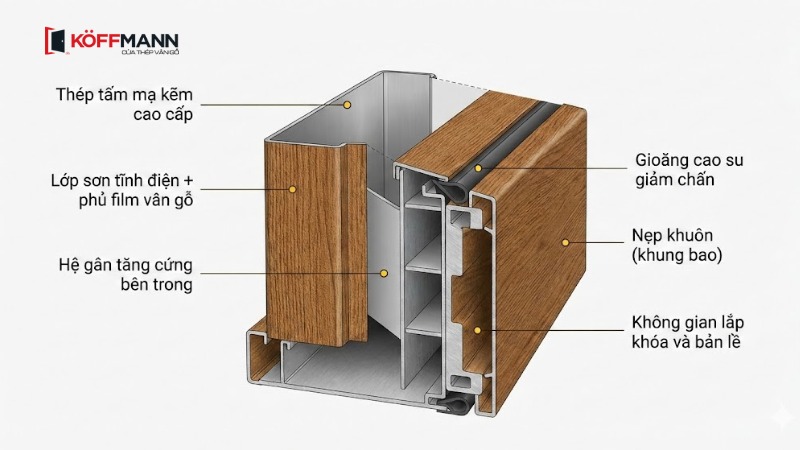 Khuôn cửa thép vân gỗ là gì? Nhỏ nhưng quyết định 80% độ bền của cả bộ cửa